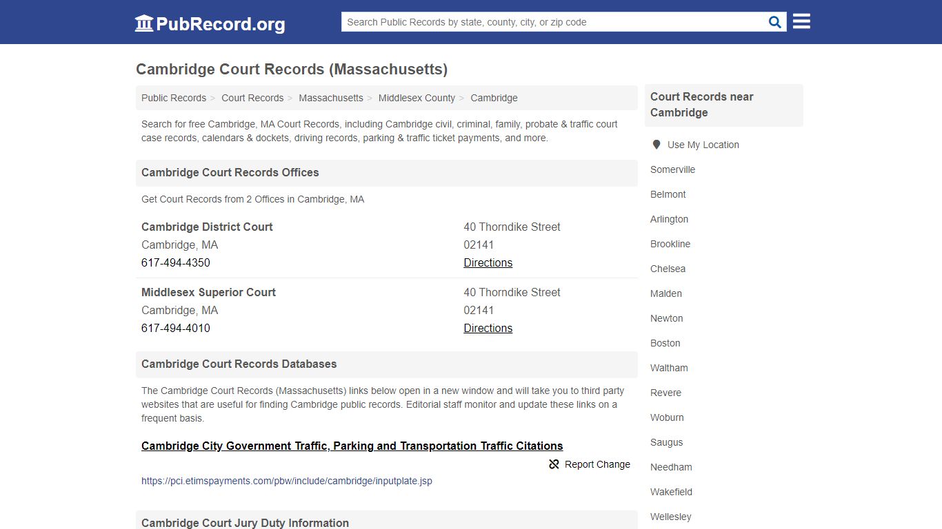 Free Cambridge Court Records (Massachusetts Court Records)